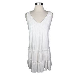 Mikey & Joey White Swiss Dot Tiered Summer Dress - Size Medium